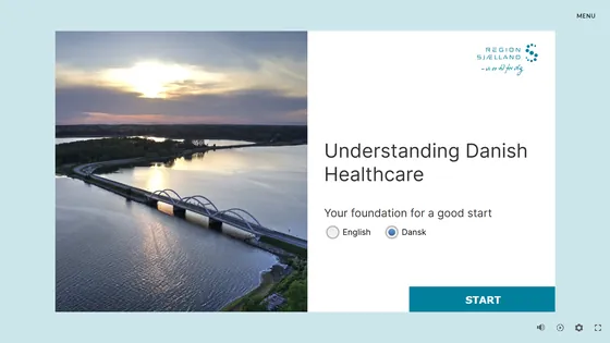 Startskærmen fra kurset Sundhedsvæsenets opbygning