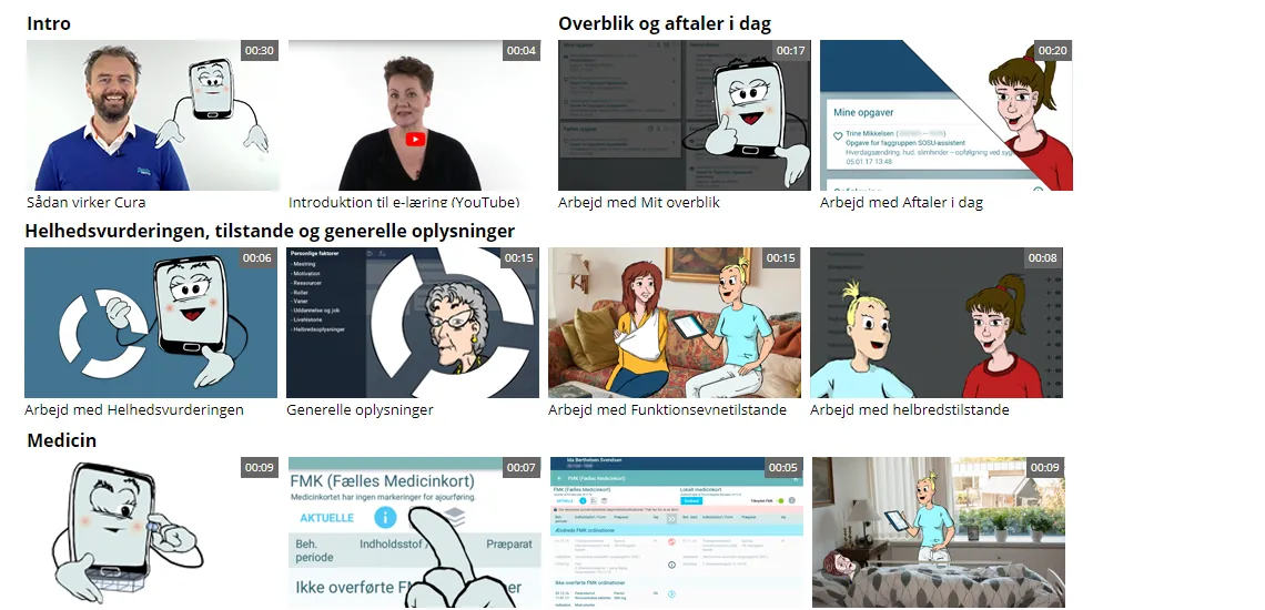 Cura E-learning screenshots